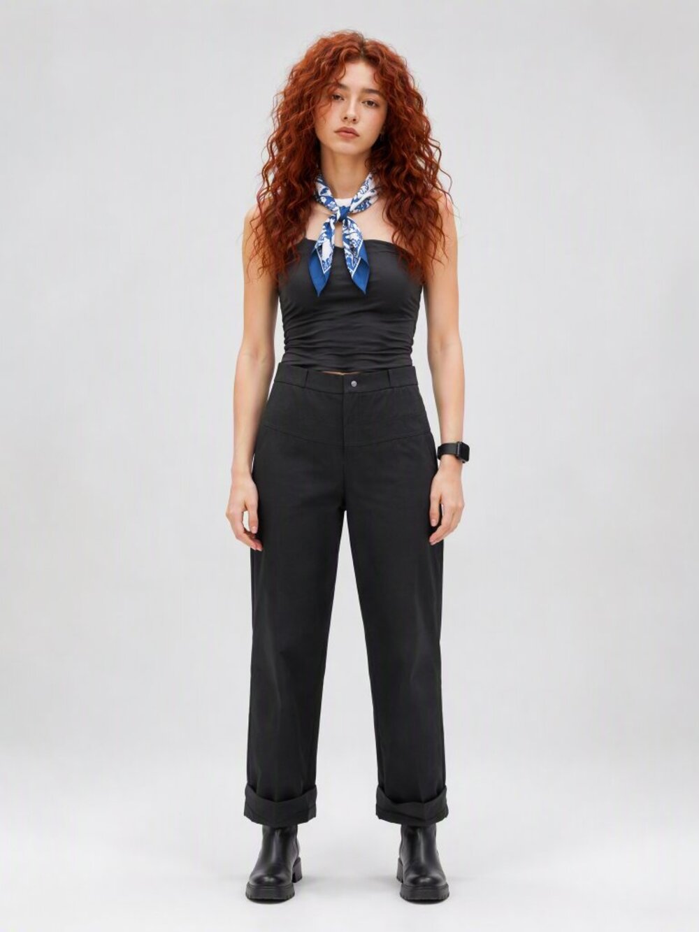 Boudicca Women's wool black designer gothic pants Straps zippers UK 12 M 35